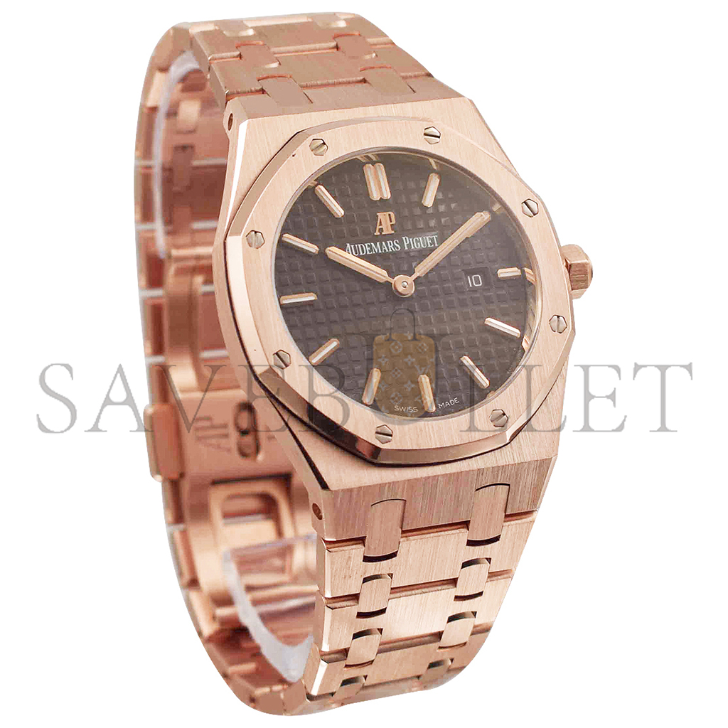 AUDEMARS PIGUET ROYAL OAK LADIES 33MM ROSE GOLD BRACELET WITH BROWN DIAL WATCH 67650OR.OO.1261OR.01